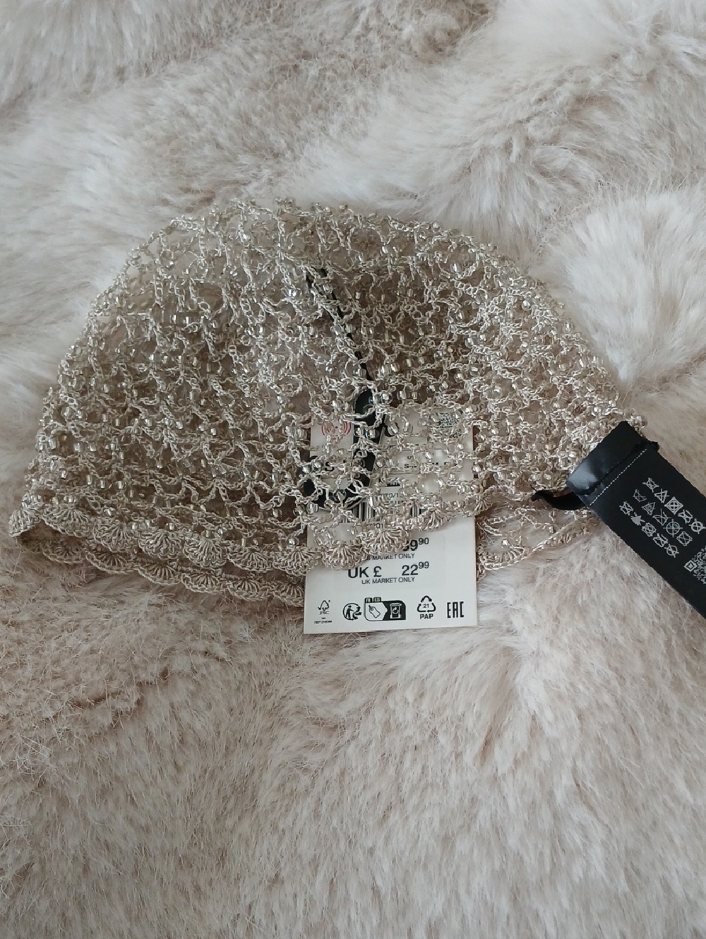 Silver Metallic Knit Hair Net - Women Accessories